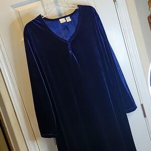 Gilligan & O'Malley Long Blue Velvet Nightgown ~ Women's Sz XL